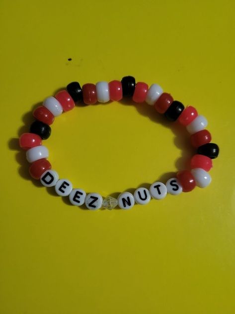 Made by Colón Bracelet Ideas Words Funny, Bad Word Bracelets, Bracelet Word Ideas Funny, Funny Words To Put On Bracelets, Funny Beaded Bracelets Words, Matching Kandi Bracelets For Couples, Letter Bracelet Beads Ideas Funny, Bead Bracelet Words Ideas Edgy, Rave Bracelets Ideas