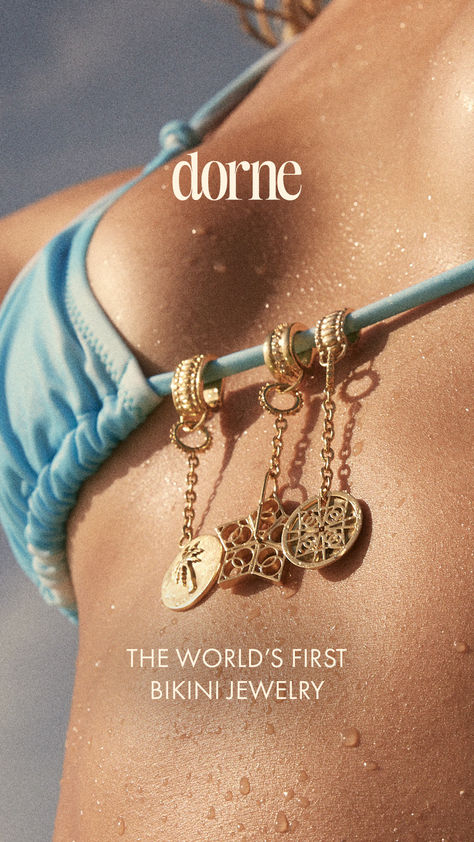 Don't just blend in, express your unique style with Dorne's swimwear jewelry.✨ Fully customizable✨ Waterproof✨ Hypoallergenic✨ Tarnish-resistant Cool Summer Jewelry, Summer 2024 Jewelry Trends, Swimwear 2024 Trends, Bali Swimwear, Swimming Jewelry, Creative Swimwear, Swimwear Jewelry, Summer Jewelry Aesthetic, Swimwear Branding