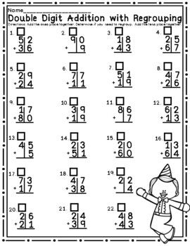 Addition 2 Digits With Regrouping, Double Digit Addition With Regrouping, 2 Digit Addition With Regrouping, Teaching 3 Digit Addition With Regrouping, Adding 2 Digit Numbers With Regrouping, Adding And Subtracting Double Digits, Grade School Activities, Teaching Doubles, Addition With Regrouping Worksheets