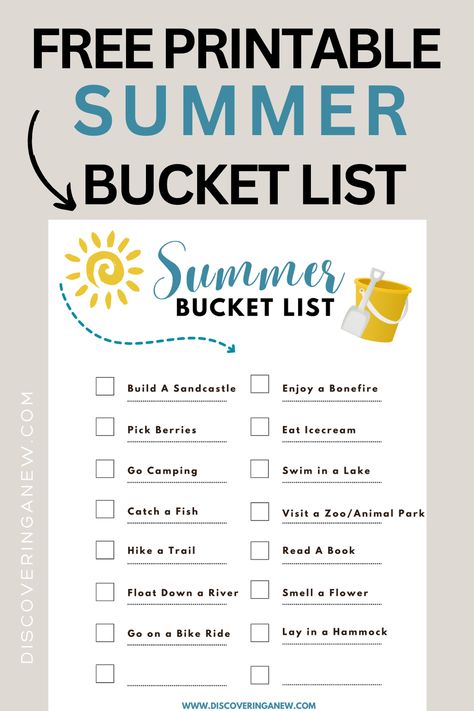 Summer is here! This Summer Bucket List is the epitome of what summer days are all about from making sand castles at the beach, creating summer crafts to reading the best summer books in a hammock. Here is a free printable summer bucket checklist for kids to help your family make the most of your summer days and try some fun new ideas to try this summer with your children. Bucket Checklist, Best Summer Books, Checklist For Kids, Michigan Camping, Kalamazoo Michigan, Sand Castles, Summer Bucket List, Summer Books, Cut Flower Garden