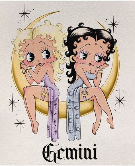 Betty Boop Zodiac, Betty Boop Zodiac Signs, Blonde Cartoon Characters, Betty Boop Aesthetic, Betty Boop Tattoos, Body Candles, Gemini Art, Manga Aesthetic, Lowrider Art