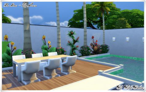 Tropicália - The Sims 4 Sims 4 Modern House, Backyard Seating, Sims 4 House Design, Casas The Sims 4, Sims 4 Houses, Sims 4 Build, Sims 3, Sims 4 Mods, The Sims