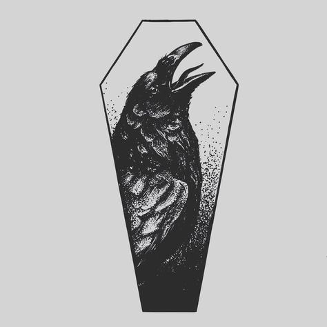 Coffin Design Tattoo, Coffin Drawing, Coffin Tattoo Design, Coffin Tattoos, Coffin Tattoo, Tattoo 2022, Crows Drawing, Coffin Design, Matching Tats