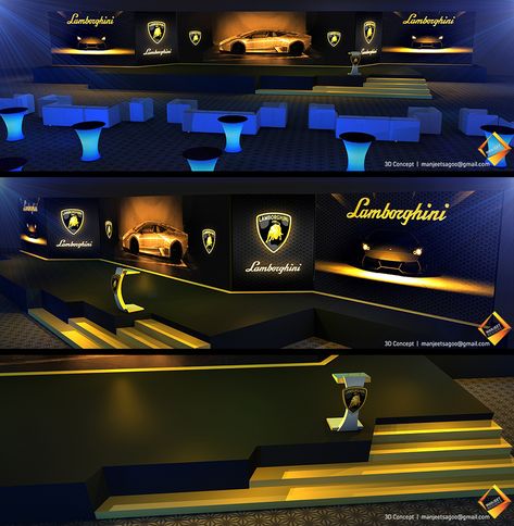 Lamborghini Dubai Showroom Opening Ceremony on Behance 3d Stage Design, Lamborghini Showroom, Car Exhibition, Car Showroom Design, Dj Stage, Art Galleries Design, Event Stage, Showroom Interior Design, Car Showroom