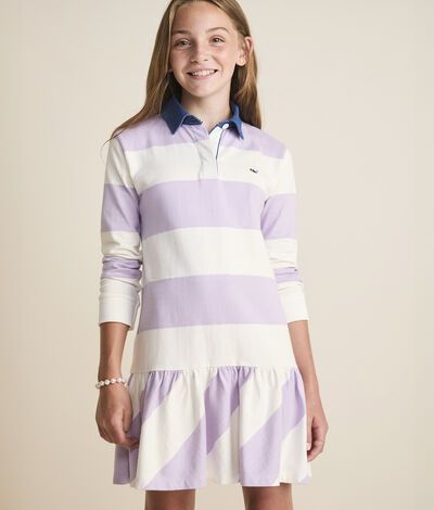 With bold rugby stripes, a chambray collar and twirl-worthy drop-waist silhouette, this is the perfect preppy dress for back to school (and beyond). Preppy Dress, Barn Coat, Preppy Dresses, Flannel Dress, Drop Waist, Vineyard Vines, Chambray, Rugby, Clothes For Sale