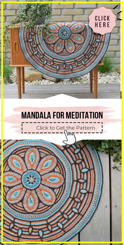 Easy Crochet Mandala, Mandala Crochet Free Pattern, Crochet Carpets, Free Mandala Crochet Patterns, Mandala Haken, Mandela Patterns, Overlay Crochet, Mandala Blanket, Crazy Crochet