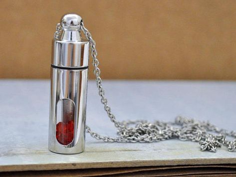 SECRET MESSAGE BOTTLE, tube container necklace, perfume bottle locket, pill box container, by plasticouture Message Bottle, Perfume Necklace, Wearables Design, Branding Mood Board, Bottle Necklace, Message In A Bottle, Secret Messages, Perfume Bottle, Locket