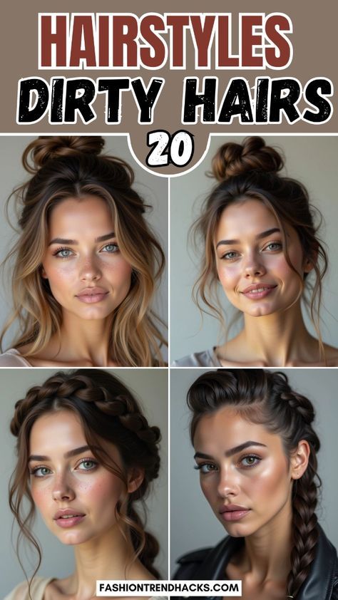 Cute Hairstyles For Unwashed Hair, Between Wash Hairstyles, Not Washed Hairstyles, Hairstyle For Unwashed Hair, Cute Every Day Hairstyles, Dirty Long Hair Easy Hairstyles, No Wash Day Hairstyles, Dirty Hair Day Styles, Hairstyles For Dirty Hair Long