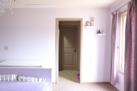 Benjamin Moore Antique Pearl, Benjamin Moore Misty Lilac, Antique Pearl Benjamin Moore, French Lilac Benjamin Moore, Best Lilac Paint Colors, Lavender Wall Paint, Girl Rainbow Room, Plum Wall Color, Lilac Paint Color