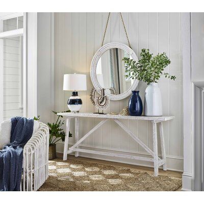 California Decor, Tropical Home Decor, Beach House Interior, Universal Furniture, Wood Console Table, Wood Console, Florida Home, Glass Table Lamp, Coastal Living