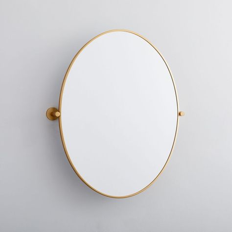 Metal Frame Pivot Wall Mirror - Oval | West Elm Office Bathrooms, Pivot Mirror, Mirror Rectangle, Hexagon Mirror, Towels Bathroom, Mirror Oval, Oversized Furniture, Mirror Metal, Bathroom Diy