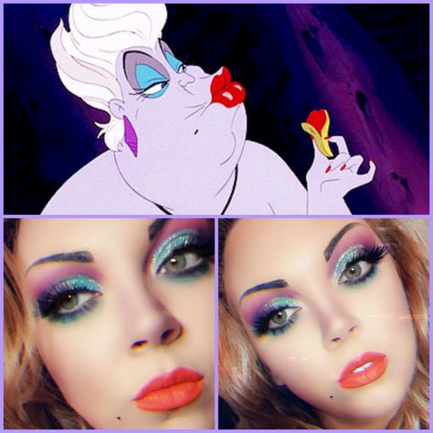 #morphe makeup to create a glam Ursula makeup look 💖🦀🐟🧜🏼‍♀️ Simple Ursula Makeup, Ursula Cosplay Makeup, Easy Ursula Makeup, Ursula Makeup Easy, Ursula Inspired Makeup, Ursula Makeup Look, Ursula Makeup Halloween, Ursula Hair, Ursula Makeup Tutorial