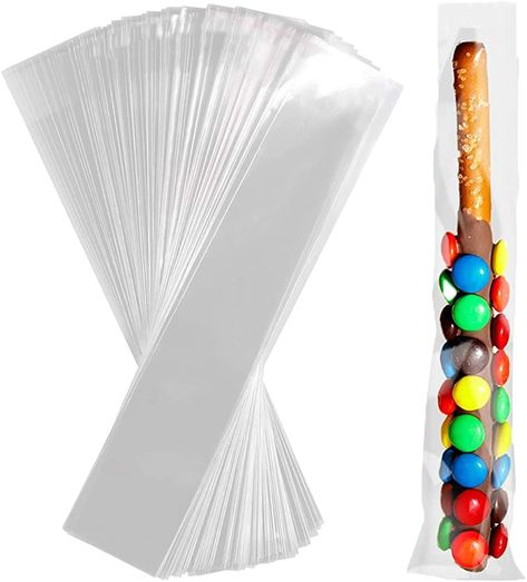 Candy Popsicles, Cellophane Gift Bags, Plastic Gift Bags, Pretzel Rods, Cookie Bags, Clear Plastic Bags, Curling Ribbon, Kids Ideas, Clear Bags