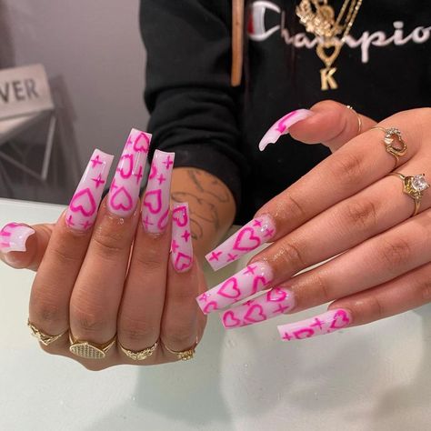 Vday Nails, Unghie Nail Art, Nail Vinyls, Long Acrylic Nails Coffin, Acrylic Nails Coffin Pink, Long Square Acrylic Nails, Bling Acrylic Nails, Acrylic Nails Coffin Short, Pink Acrylic Nails