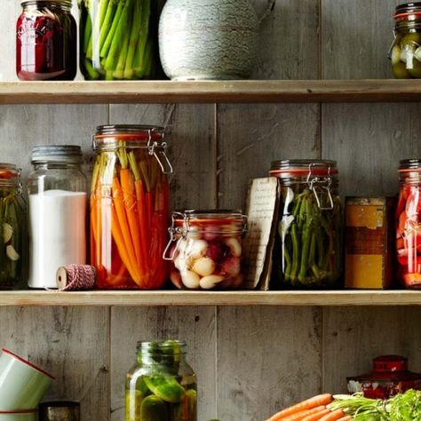 Free Technique Classes: Perfect Pickles Pickle Jar Aesthetic, Canning Shelf, Factory Aesthetic, Pickling Crock, Pickled Carrots Recipe, Comics Ideas, Apartment Shopping, Pickled Asparagus, Canning Rack