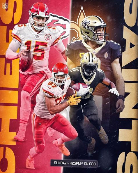 NFL on Instagram: “@chiefs. @saints. Possible Super Bowl preview? 🍿 📺: #KCvsNO -- Sunday 4:25pm ET on CBS 📱: NFL app // Yahoo Sports app” Nfl Combine, Nfl Jaguars, Nfl Best Catches, Nfl Fantasy Football, Sports App, Nfl Biggest Hits, Nfl Season, Super Bowl, Nfl