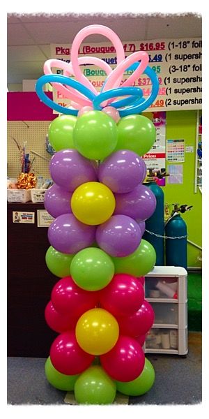 Flower column Balloon Pillars, Balloons Flowers, 1 Balloon, Balloons Decorations, Balloon Ideas, Balloon Stands, Balloon Columns, Balloon Flowers, Balloon Decor