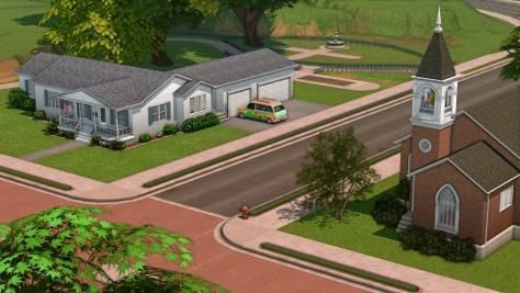 (6) Folkling Save File WIP - Willow Creek I'm so happy that I'm almost finished with this section of Willow Creek! I'm not happy... – @folkling on Tumblr Sims Bar, Sims 4 Infants, Sims 4 Save File, Architecture Layout, Beige House, Starter House, Sims Inspiration, Casas The Sims 4, Sims 4 Builds