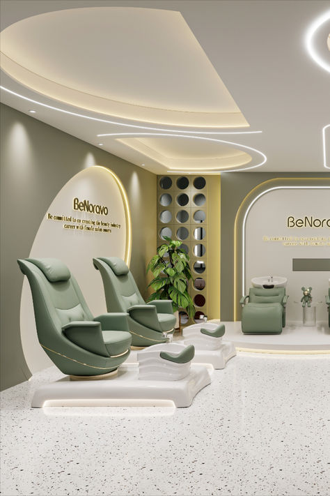 @BeNoravo Green Pedicure Chairs, with removable headrest, high-heel design and 360 degrees rotation chair, acrylic base and bowl, pefect for salon and spa. 🤗👍🤩😻 Green Pedicure, Green Salon, Pedicure Massage, Hair Salon Chairs, Pedicure Station, Nail Salon Interior Design, Beauty Salon Interior Design, Spa Pedicure Chairs, Diy Room Decor Videos