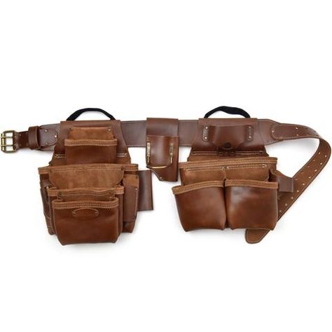 98444 - 4 Piece 19 Pkt Framer's Combo in Grain Leather | Style n Craft Best Tool Belt, Dark Tan Color, Canvas Tool Bag, N Craft, Leather Tool Belt, Tool Belts, Pouch Design, Diy Leather Projects, Work Belt