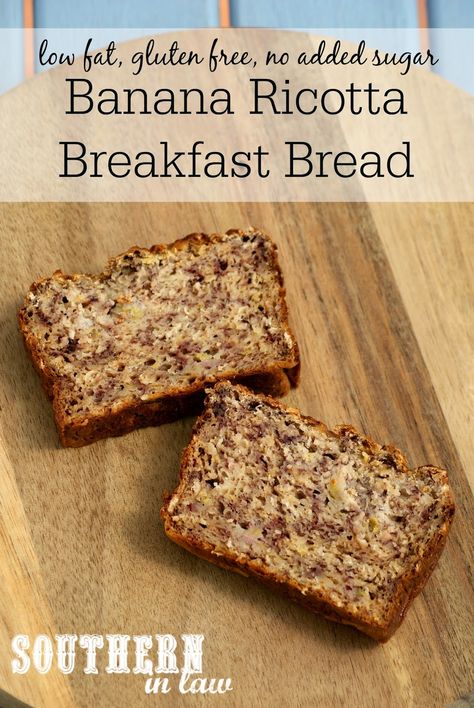 Healthy Ricotta Banana Bread Recipe - low fat, gluten free, sugar free, egg free, healthy Breakfast Bread Healthy, Banana Ricotta, Ricotta Breakfast, Paleo Banana Bread, Banana Bread Recipe Healthy, Breakfast Bread Recipes, Healthy Honey, Ricotta Recipes, Breakfast Bread