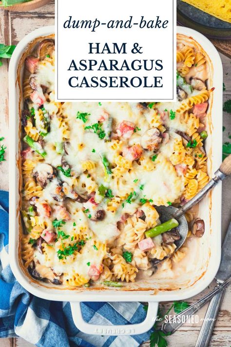 Welcome spring or take advantage of leftover Easter ham with this easy dump-and-bake ham and asparagus casserole! You don't even have to boil the pasta for the 10-minute comfort food supper, which includes tender noodles, smoky ham, and fresh vegetables in a creamy Alfredo sauce. Bake Ham, Asparagus Casserole Recipes, Ham And Asparagus, Ham Asparagus, Beef Tips And Rice, Ham Casserole Recipes, Leftover Easter Ham, Ham Dishes, Asparagus Casserole