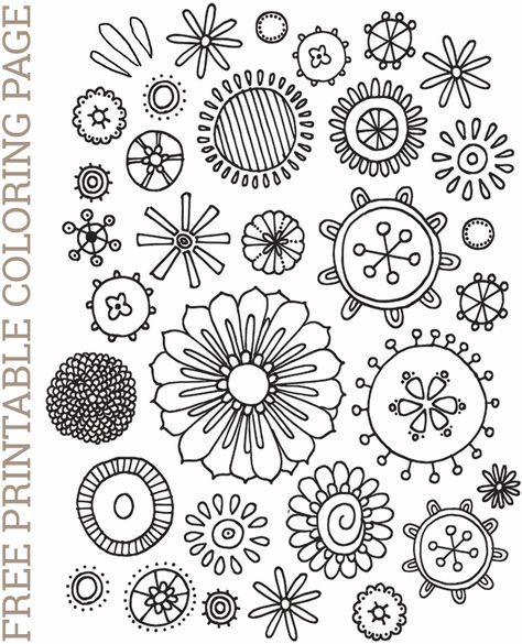 Zendoodle Flowers, Ako Kresliť, Copper Enameling, Free Printable Templates, Doodle Art Flowers, Floral Doodle, Coloring Page Printable, Doodle Art Journals, Hand Drawn Floral