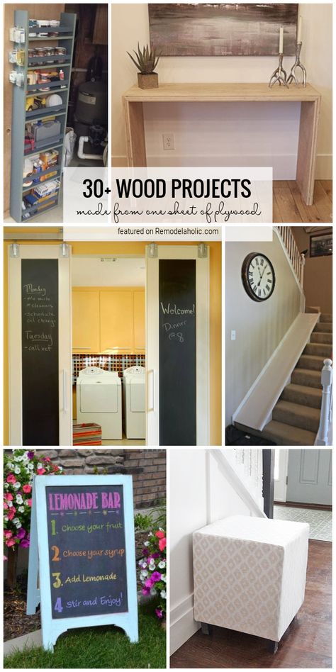 These simple wood projects require only one sheet of plywood. They are beautiful, useful, and definitely budget-friendly! A collection featured on Remodelaholic. #Remodelaholic #simplewoodprojects #plywood One Sheet Plywood Projects, Repurposed Wood Projects, Plywood Projects, Easy Wood Projects, Plywood Sheets, Small Wood Projects, Home Improvement Store, Diy Life Hacks, Woodworking Techniques