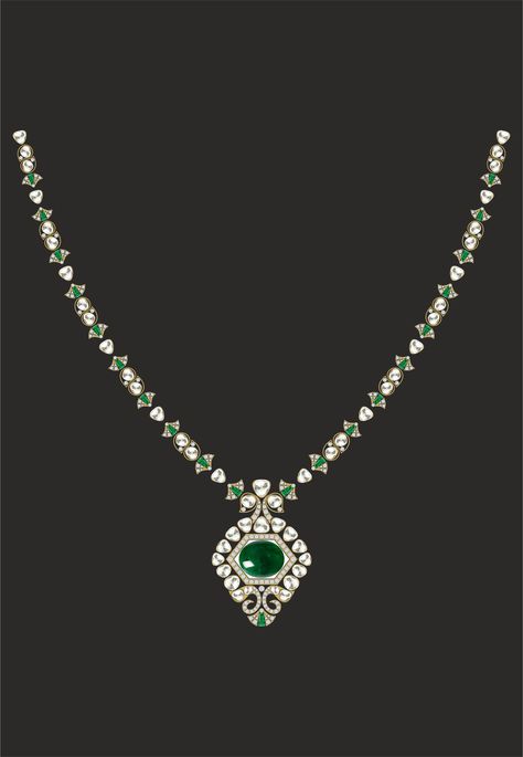 Polki Pendant, Emerald Diamond Necklace, Harry Winston Jewelry, Victorian Jewellery, Jewellery Design Sketches, Diamond Pendant Sets, Small Necklace, Jewellery Sketches, Harry Winston