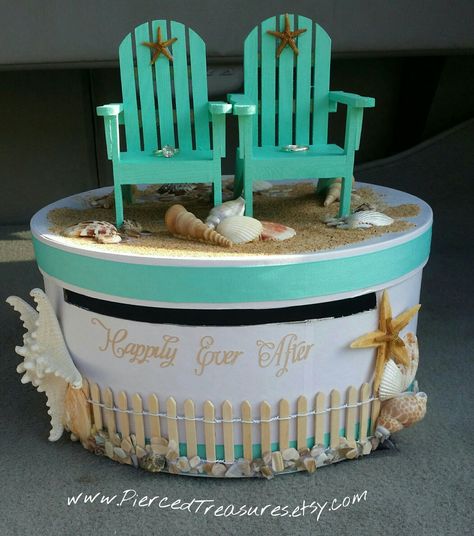 Custom Card Box, Themed Wedding Decorations, Beach Themed Crafts, Beachy Wedding, Wedding Themes Summer, Ocean Wedding, Valentine Day Boxes, Beach Cards, Wedding Card Box