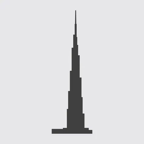 Skyscraper Silhouette, Khalifa Tower, Dubai Tower, Tower Painting, Building Vector, Eiffel Tower Painting, Background Reference, Shadow Images, Dubai Skyscraper