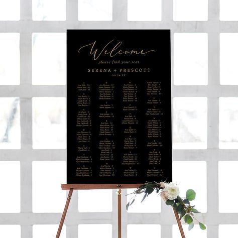 Romantic Seating Chart, Winter Calligraphy, Yellow Typography, Heading Design, Elegant Wedding Table, Alphabetical Seating Chart, Romantic Minimalist, Wedding Table Plan, The Wedding Date