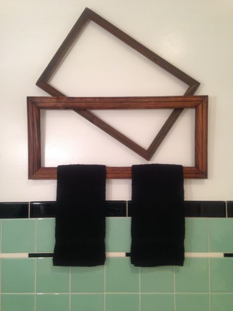 Diy Bathroom Makeover, Painted Vanity, Towel Racks, Bathroom Redo, Wood Frames, Picture Frame Wall, Painted Pumpkins, Diy Organization, Towel Holder