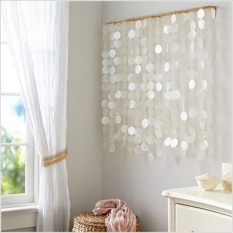 10 Cool Ways to Decorate Your Home with Capiz Shells Modern Filipino Interior, Filipino Interior Design, Capiz Shell Chandelier, Tie Up Curtains, Condo Interior Design, Shell Chandelier, Condo Interior, Rustic Curtains, Capiz Shell