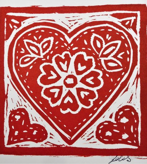 Heart lino print, made with love Print Christmas Card, Linocut Printmaking, Lino Art, Stamp Carving, Linocut Art, Lino Print, Heart Art, Linoleum, Elementary Art