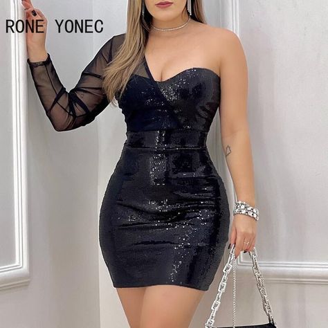 Statement Accessories, Bodycon Dress Parties, Long Sleeve Dresses, Black Long Sleeve Dress, Hip Dress, All Eyes, Long Sleeve Bodycon, Sleeve Dresses, Black Sequins