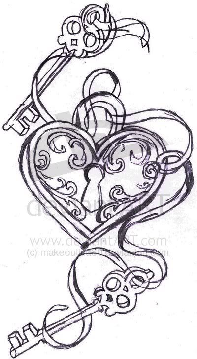 Harrison Buzz: lock and key tattoos Tattoo Therapy, Lock Tattoo, Favorite Tattoos, Key Tattoos, Key Tattoo, Theme Tattoo, Draw Ideas, Tattoo Sketch, Heart Lock