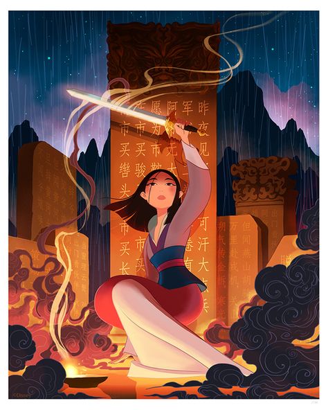 Ballad of Mulan (print), jisoo kim Tom Bancroft, Princesas Disney Anime, Disney Mulan, Mulan Disney, Art Disney, Pinturas Disney, Disney Princess Art, Fan Art Drawing, October 20