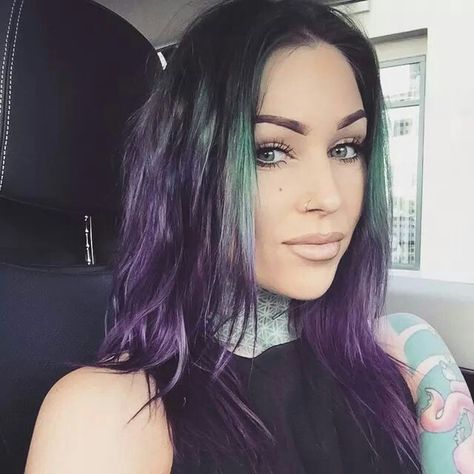 <3 Bright Purple Hair Color, Chalk Hair, Bright Purple Hair, Kristen Leanne, Makeup Faces, Interesting Hair, Long Hair Designs, Purple Ombre Hair, Dyed Hair Purple