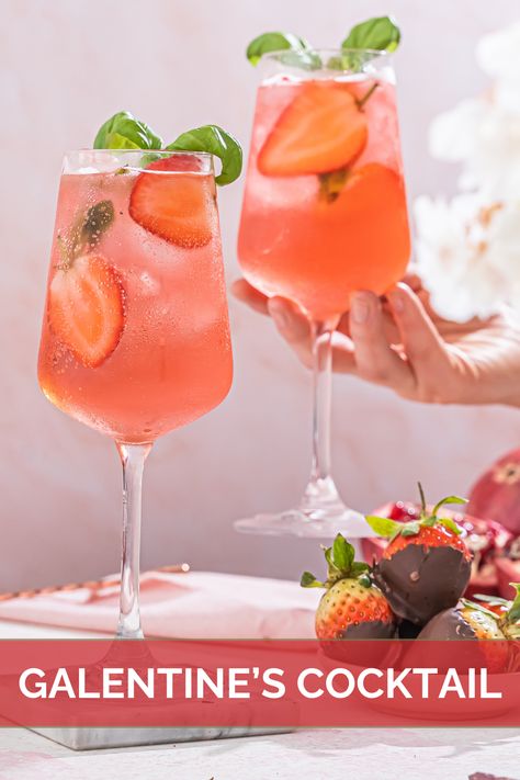 How about spoiling your best pals with a fantastic Galentine's cocktail called the Sister Spritz? Take your night up a notch with the delightful mix of Pink Gin and Double Dutch Pomegranate & Basil. 🍸️💃🏻✨️ Pair this irresistible drink with either some fresh strawberries or strawberries covered in luxurious chocolate. Get the recipe now and start making a magical experience today! 🍫🍓 Check out the link down below ✨ Galentines Cocktails, Dutch Drinks, Luxurious Chocolate, Spritz Recipe, Grapefruit Soda, Cocktail And Mocktail, Double Dutch, Pink Gin, Mocktail Recipe