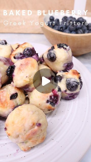 Katie McLendon on Instagram: "‼️ Comment “FRITTERS” for a link to the full detailed recipe 🫐🫐

Healthy Baked Blueberry Greek Yogurt Fritters 🫐

low calorie | simple ingredients | quick & easy

Enjoy these healthy baked blueberry fritters any time of the day! They are bursting with flavor and so much blueberry goodness! 💙

I experimented sooooo much with mimicking that perfect fritter texture without all the frying and I nailed it I must say hehe 😉 

👩🏻‍🍳INGREDIENTS:
Fritters:
1 1/2 cups organic ap flour
1/4 cup monk fruit
2 tsp baking powder
1/2 tsp salt 🧂 
1 egg 🥚 
1 tsp vanilla
3 tbsp unsalted butter 🧈 
11 oz Greek yogurt
1 cup blueberries 🫐 

Glaze:
1/2 cup powdered monk fruit
Small handful of blueberries, smashed
Dash of vanilla extract
Almond milk (about 1/4 cup but just a Blueberry Fritters, Yogurt Snacks, Healthy High Protein Meals, Dessert Bites, Greek Desserts, Healthy Baked, Monk Fruit, Pretty Dessert, Blueberry Recipes