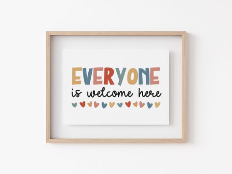 Everyone Is Welcome Here, Space Prints, Printable School, Therapist Office, Therapy Office Decor, All Are Welcome, Classroom Art, School Decor, Therapy Office