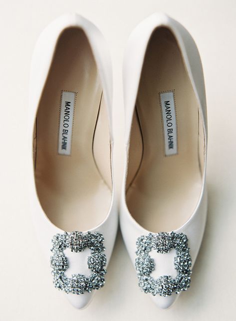 white Hangisi pumps by Manolo Blahnik White Manolo Blahnik, Manolo Blahnik White, Bride Heels, Beautiful Wedding Shoes, Formal Pumps, Manolo Blahnik Hangisi, Manolo Blahnik Heels, Wedding Shoes Flats, White Bride