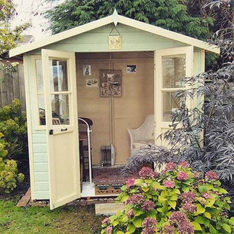 Cottage Garden Sheds, Summer House Interiors, Tongue And Groove Walls, Shed Base, Greenhouse Shed, Backyard Sheds, Wood Cladding, Window Types, She Sheds