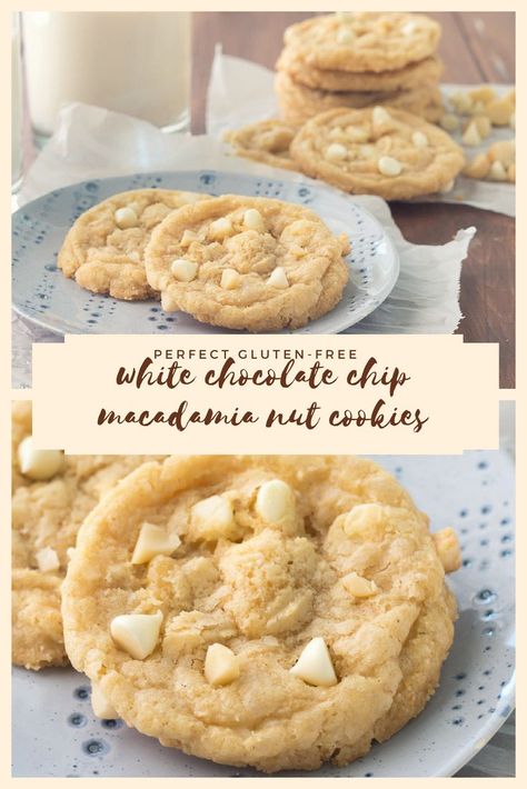 White Macadamia Nut Cookies, White Chocolate Chip Macadamia Nut Cookies, Macadamia Nut Cookies Recipe, Dairy Free White Chocolate, White Chocolate Macadamia Cookies, Gluten Free Cookie Dough, Chocolate Macadamia Nut Cookies, Gluten Free Cookie, White Chocolate Macadamia Nut Cookies