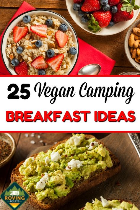 25 Easy to make vegan camping breakfast meals, in fact most can be made ahead of your camping trip. Isn't that awesome, more time for you to relax and hang with everyone. Vegan camping breakfast recipes that are healthy and plant based and more importantly taste really good! #vegancamping #campingfoodtips #veganbreakfastmeals Vegan Camping Breakfast, Breakfast Ideas Vegan, Camping Breakfast Ideas, Backpacking Breakfast, Vegetarian Camping Recipes, Vegetarian Camping, Vegan Camping Food, Camping Recipes Breakfast, Easy Camping Breakfast