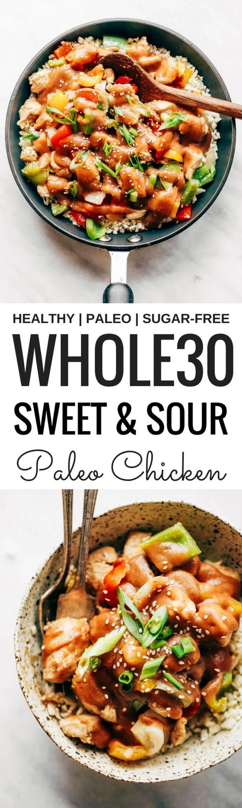 Healthy Sweet And Sour Chicken, Cauliflower Rice Paleo, Fast Meal Prep, Chicken With Cauliflower Rice, Chicken With Cauliflower, Whole30 Meal Prep, Paleo Meal Prep, Whole 30 Meal Plan, Easy Whole 30 Recipes