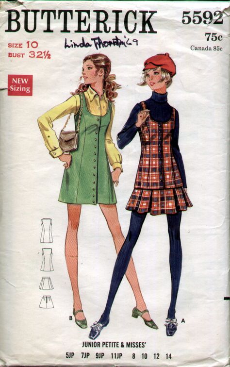 Butterick_5592_14 Vintage Clothing Illustration, 60s Fashion Sketches, Aesthetic Dress Pattern, Sewing Pattern Illustration, 50s Crop Top, 90s Sewing Patterns Free, 70s Patterns Sewing, Vintage Clothes Illustration, 60s Womens Fashion Classy