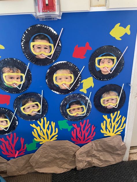 Tropisk Fest, Orange Room, Ocean Theme Preschool, Under The Sea Crafts, Ocean Theme Classroom, Summer Preschool, Under The Sea Theme, Sea Crafts, Daycare Activities