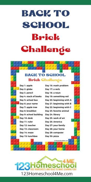 Lego Building Challenge, Lego Challenges For Kindergarten, Lego Math First Grade, Lego Building Challenges For Kindergarten, 6 Bricks Lego Activities, Math Stem Activities, Letter Matching Game, Free School Supplies, Back To School Worksheets